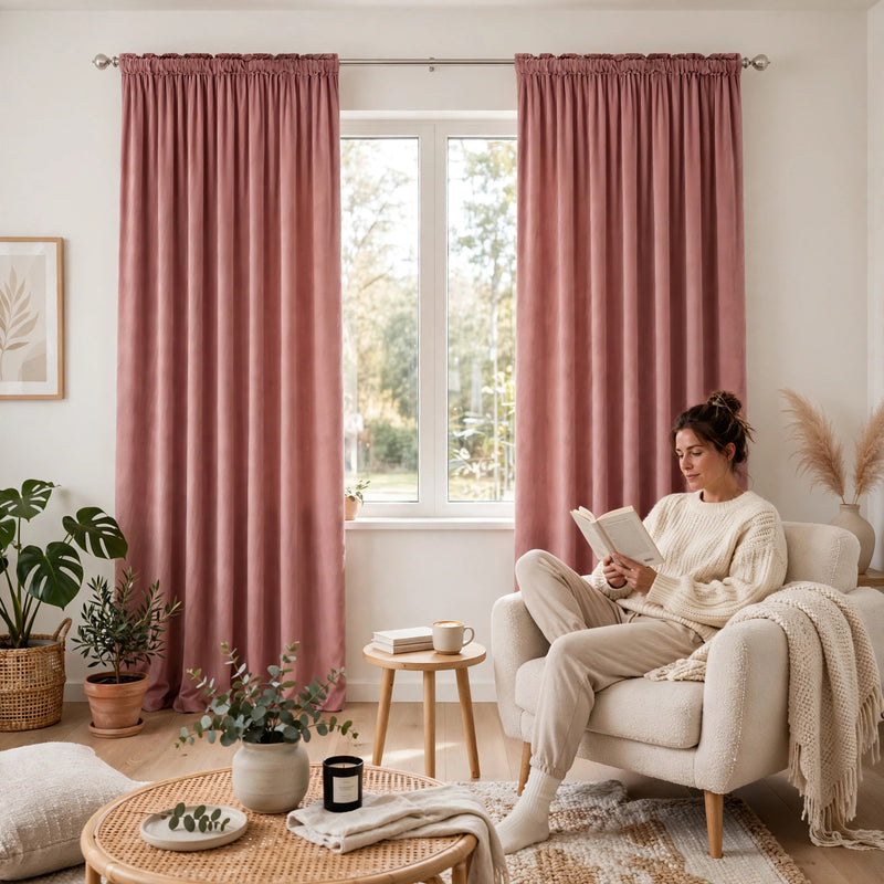 Anydrape Dark Peach Velvet Blackout Curtains – High‑Quality Modern Luxury Drapes for Living Room, Bedroom & Dining Windows