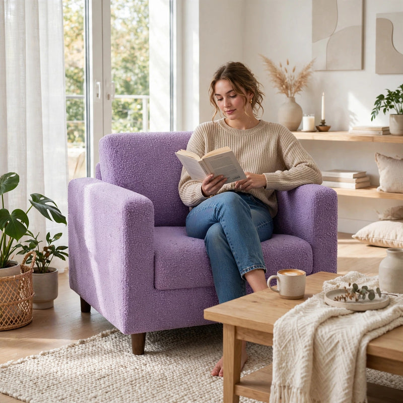 Anyseat 1-Seater Sofa Cover – Plain Light Purple Style Slipcover for Living Room Chair Protection