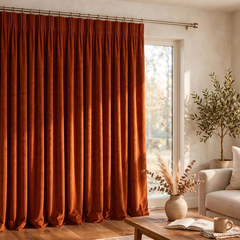 Anydrape Orange Velvet Blackout Curtains – High‑Quality Modern Luxury Drapes for Living Room, Bedroom & Dining Windows