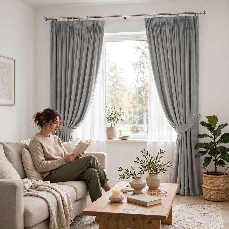 Anydrape Light Gray Velvet Blackout Curtains – High‑Quality Modern Luxury Drapes for Living Room, Bedroom & Dining Windows