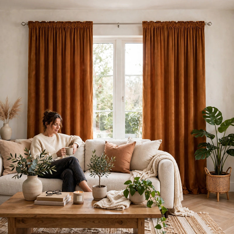 Anydrape Umber Velvet Blackout Curtains – High‑Quality Modern Luxury Drapes for Living Room, Bedroom & Dining Windows