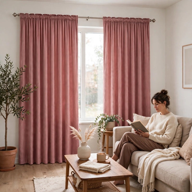 Anydrape Dark Peach Velvet Blackout Curtains – High‑Quality Modern Luxury Drapes for Living Room, Bedroom & Dining Windows