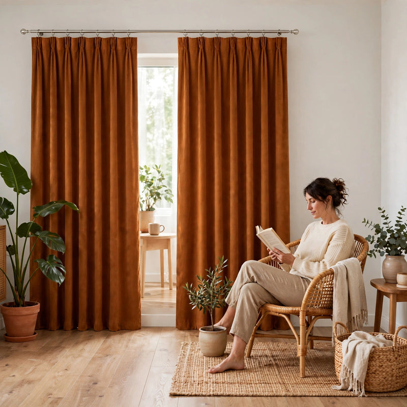 Anydrape Umber Velvet Blackout Curtains – High‑Quality Modern Luxury Drapes for Living Room, Bedroom & Dining Windows