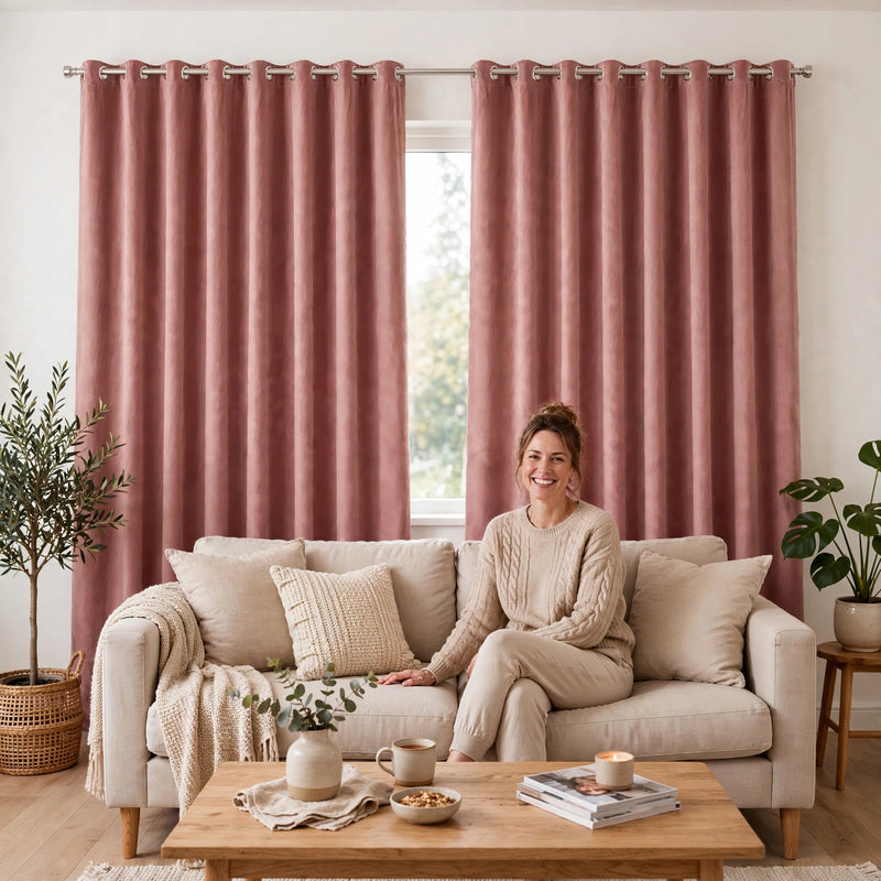 Anydrape Dark Peach Velvet Blackout Curtains – High‑Quality Modern Luxury Drapes for Living Room, Bedroom & Dining Windows