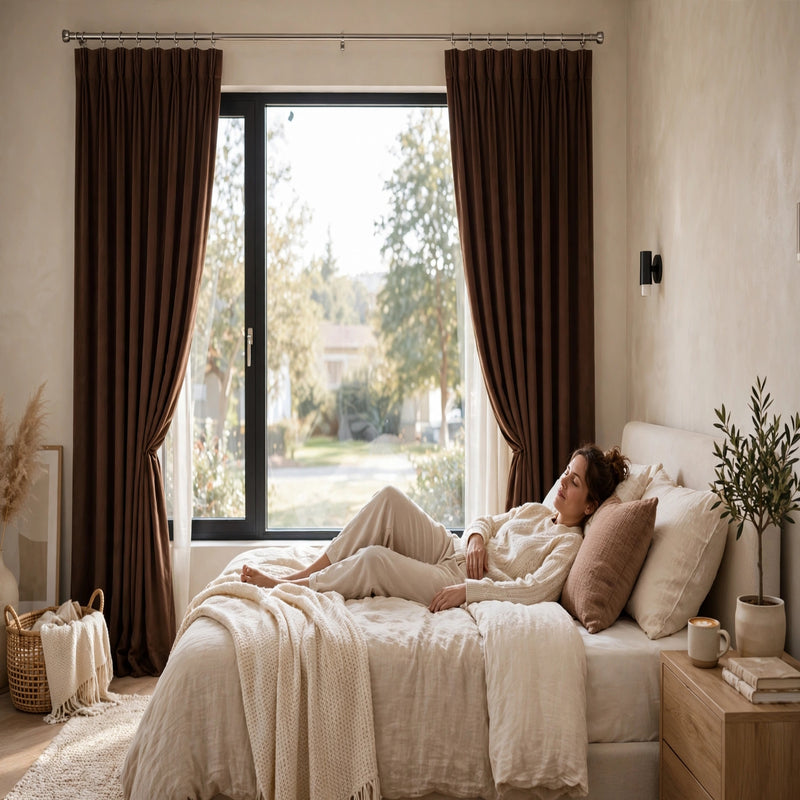 Anydrape Chocolate Velvet Blackout Curtains – High‑Quality Modern Luxury Drapes for Living Room, Bedroom & Dining Windows