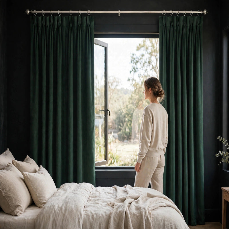 Anydrape Green Velvet Blackout Curtains – High‑Quality Modern Luxury Drapes for Living Room, Bedroom & Dining Windows