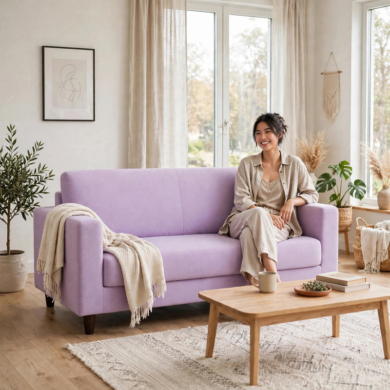 Anyseat 3-Seater Sofa Cover – Plain Light Purple Style Slipcover for Living Room Chair Protection