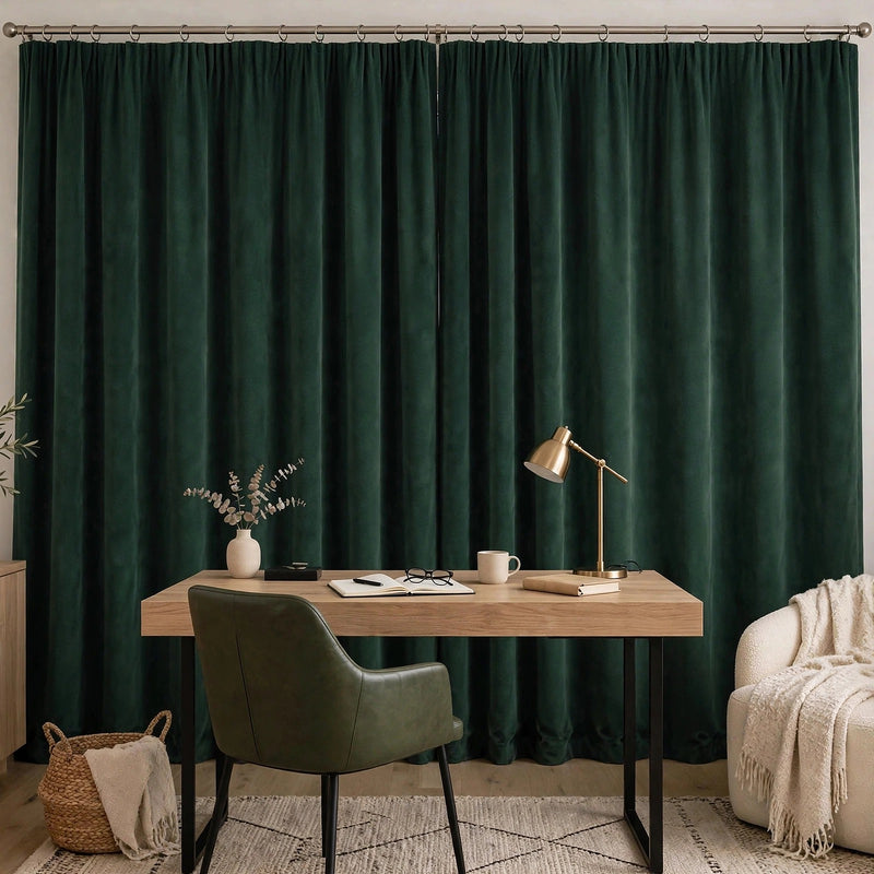 Anydrape Green Velvet Blackout Curtains – High‑Quality Modern Luxury Drapes for Living Room, Bedroom & Dining Windows
