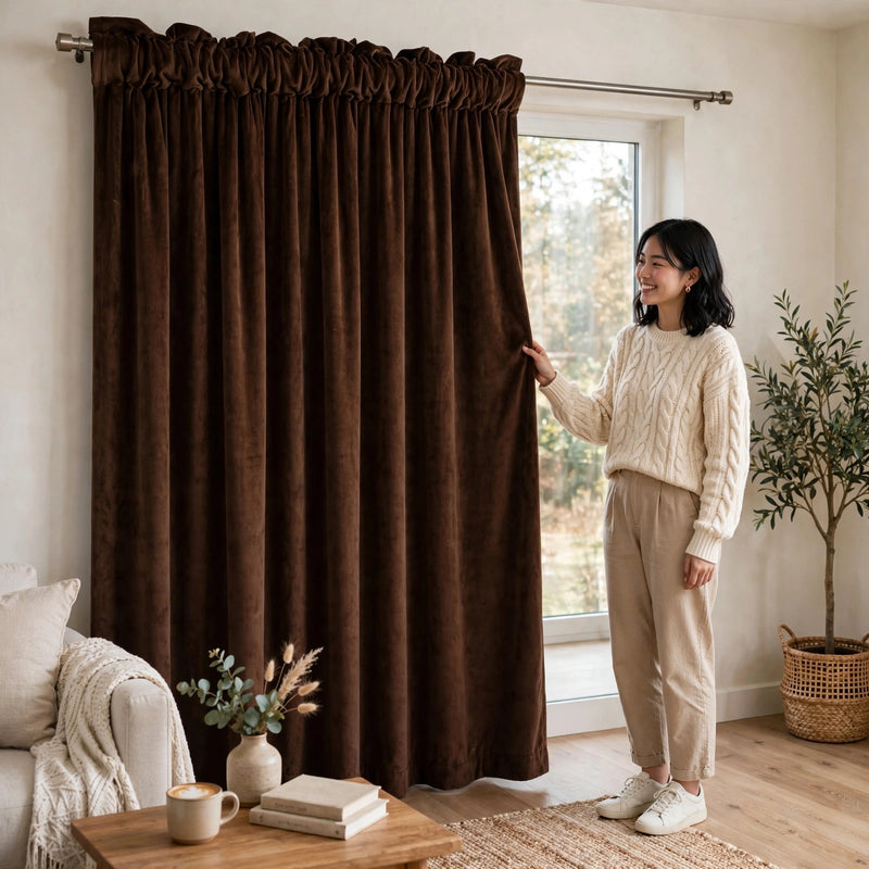 Anydrape Chocolate Velvet Blackout Curtains – High‑Quality Modern Luxury Drapes for Living Room, Bedroom & Dining Windows