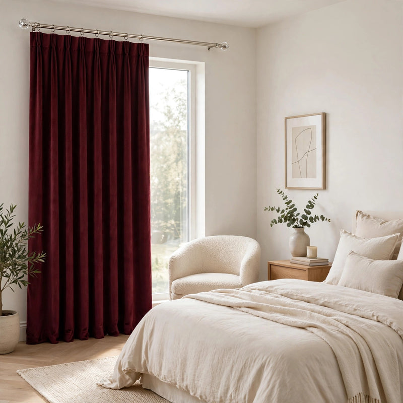 Anydrape Maroon Velvet Blackout Curtains – High‑Quality Modern Luxury Drapes for Living Room, Bedroom & Dining Windows