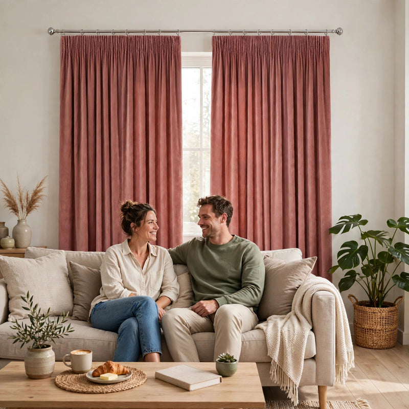 Anydrape Dark Peach Velvet Blackout Curtains – High‑Quality Modern Luxury Drapes for Living Room, Bedroom & Dining Windows
