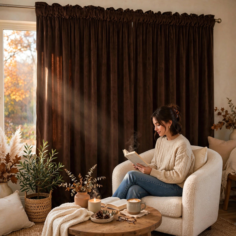 Anydrape Chocolate Velvet Blackout Curtains – High‑Quality Modern Luxury Drapes for Living Room, Bedroom & Dining Windows