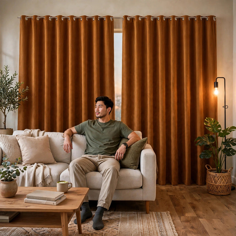 Anydrape Umber Velvet Blackout Curtains – High‑Quality Modern Luxury Drapes for Living Room, Bedroom & Dining Windows