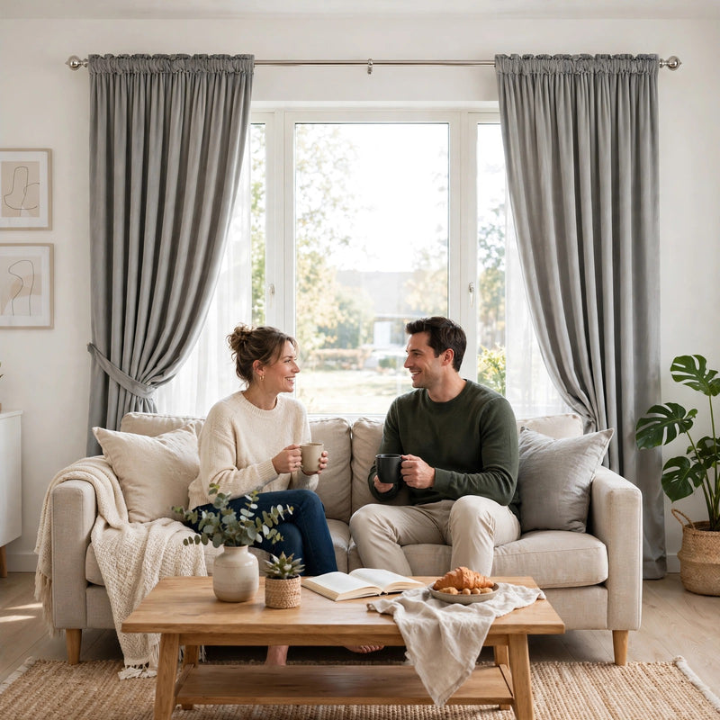 Anydrape Light Gray Velvet Blackout Curtains – High‑Quality Modern Luxury Drapes for Living Room, Bedroom & Dining Windows