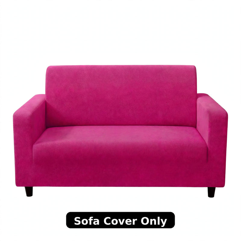 Anyhouz 2 Seater Sofa Cover Plain Magenta Style and Protection For Living Room Sofa Chair Elastic Stretchable Slipcover
