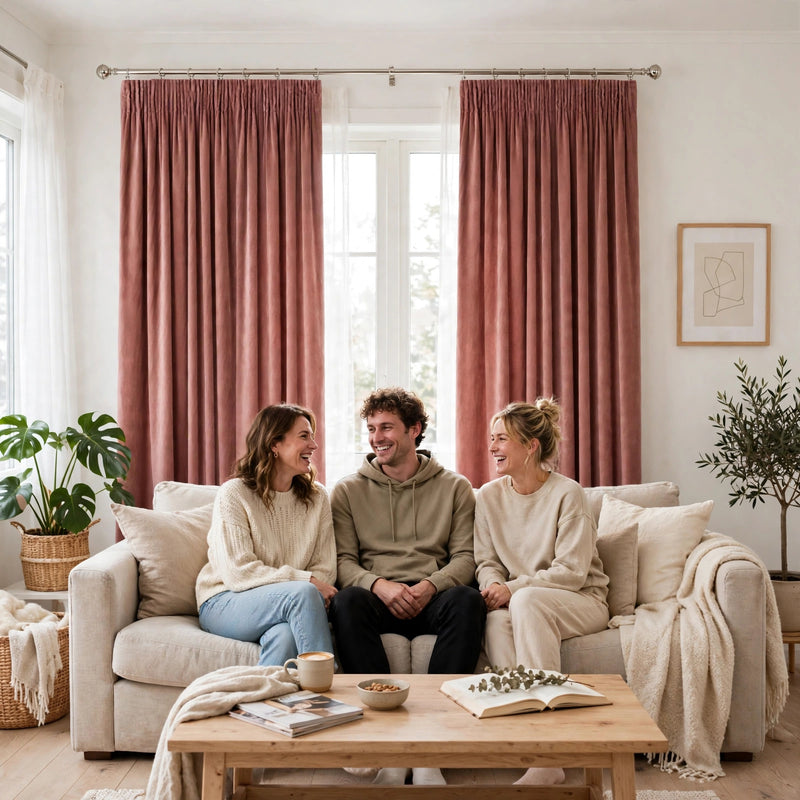 Anydrape Dark Peach Velvet Blackout Curtains – High‑Quality Modern Luxury Drapes for Living Room, Bedroom & Dining Windows