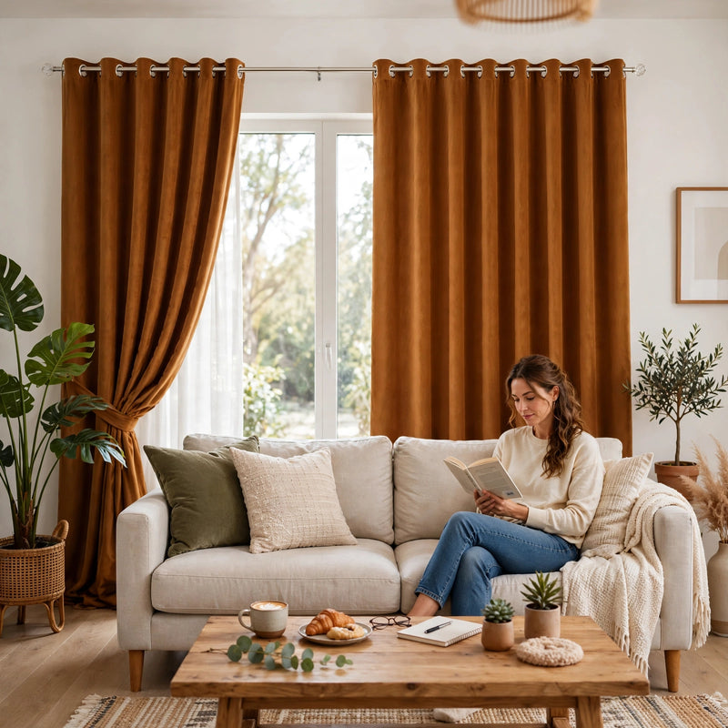 Anydrape Umber Velvet Blackout Curtains – High‑Quality Modern Luxury Drapes for Living Room, Bedroom & Dining Windows