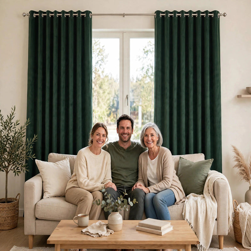 Anydrape Green Velvet Blackout Curtains – High‑Quality Modern Luxury Drapes for Living Room, Bedroom & Dining Windows