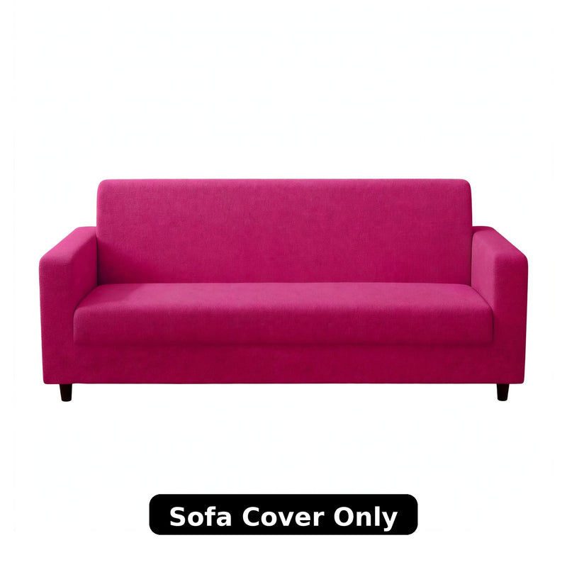Anyhouz 3 Seater Sofa Cover Plain Magenta Style and Protection For Living Room Sofa Chair Elastic Stretchable Slipcover