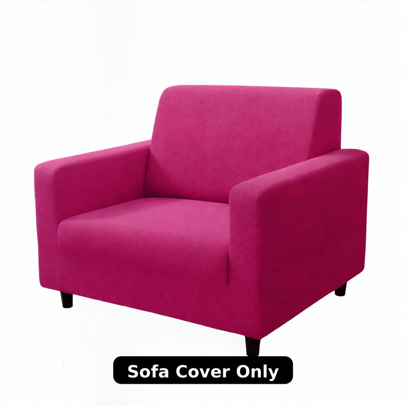 Anyhouz 1 Seater Sofa Cover Plain Magenta Style and Protection For Living Room Sofa Chair Elastic Stretchable Slipcover
