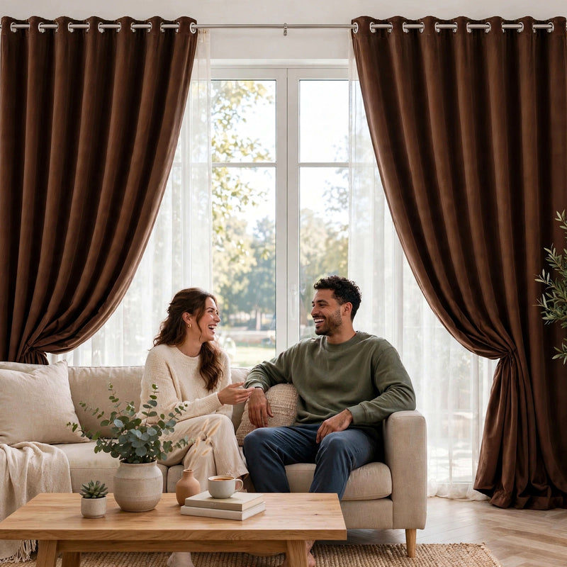 Anydrape Chocolate Velvet Blackout Curtains – High‑Quality Modern Luxury Drapes for Living Room, Bedroom & Dining Windows