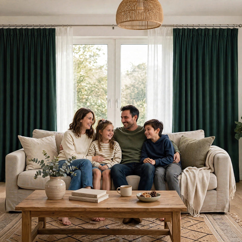 Anydrape Green Velvet Blackout Curtains – High‑Quality Modern Luxury Drapes for Living Room, Bedroom & Dining Windows