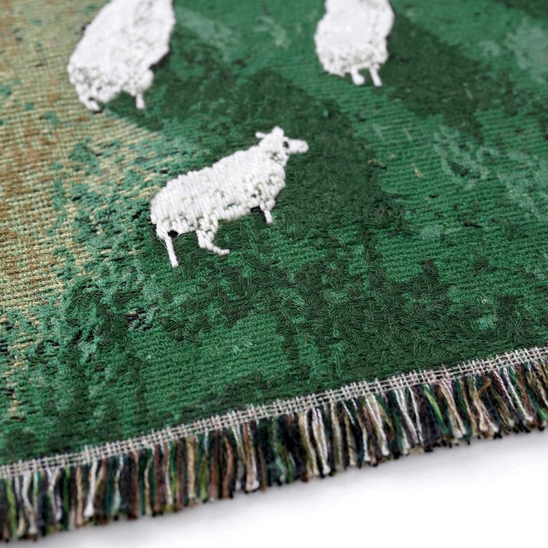Anycozy Grassland Sheep Tassel Throw Blanket – Soft Camping Mat & Cozy Home Décor