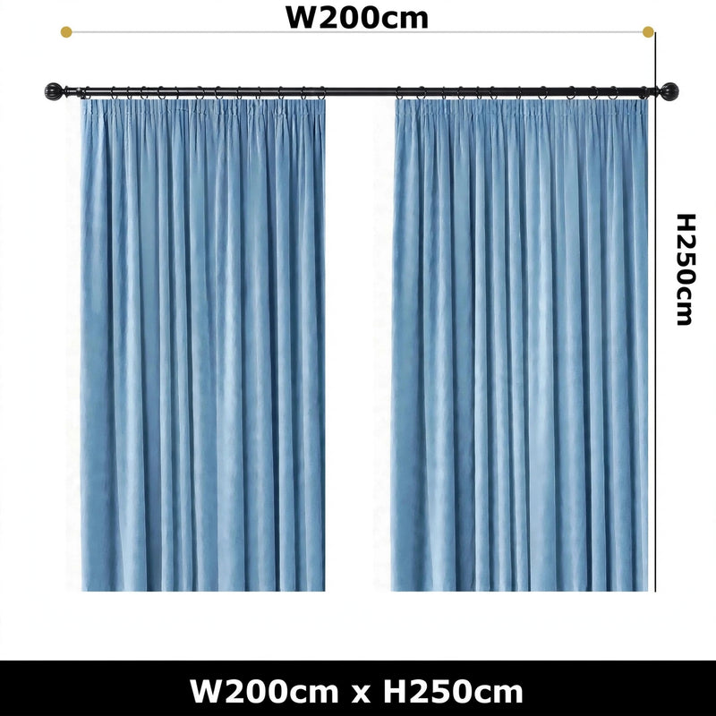 Anydrape Light Blue Velvet Blackout Modern Quality Drapes for Bedroom