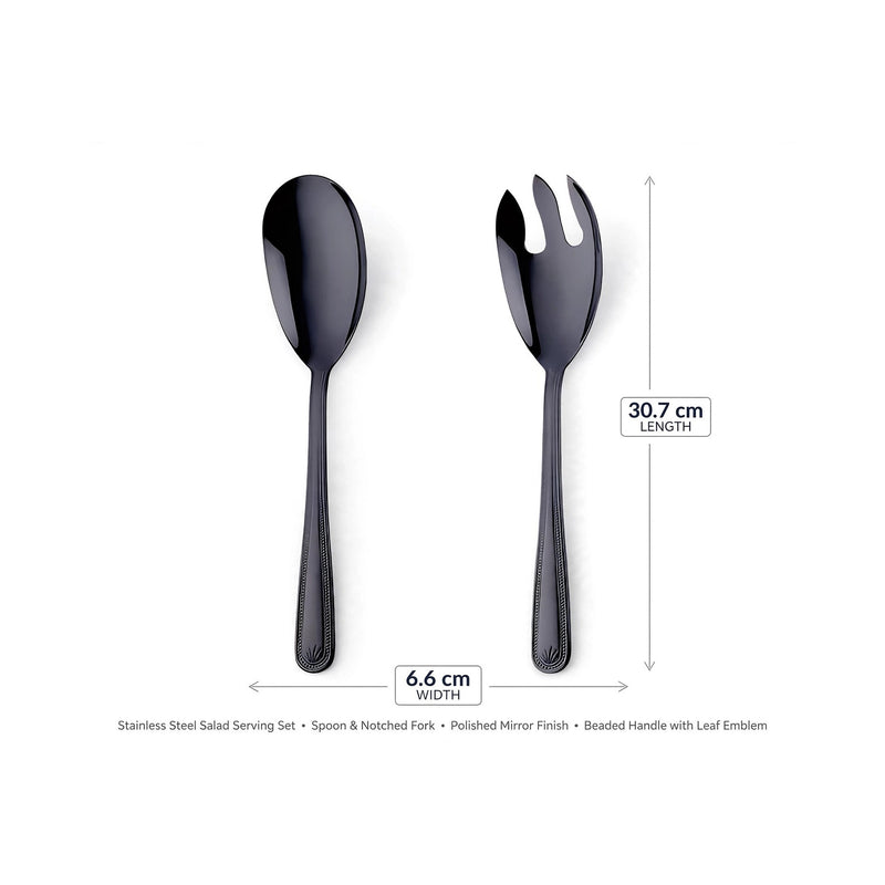 Anygleam Black Giant Spoon & Fork Set – 2-Piece Stainless Steel
