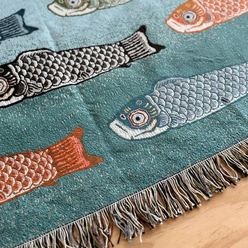 Anycozy 160x220cm Throw Blanket Koi Fish Sofa Cover Camping Mat