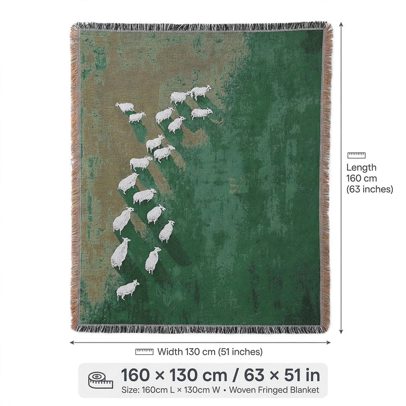 Anycozy Grassland Sheep Tassel Throw Blanket – Soft Camping Mat & Cozy Home Décor