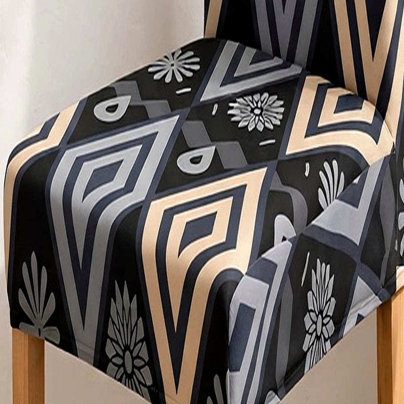 Anyseat Black Pattern Print Elastic Chair Cover – Plain Dining Slipcover & Home Décor