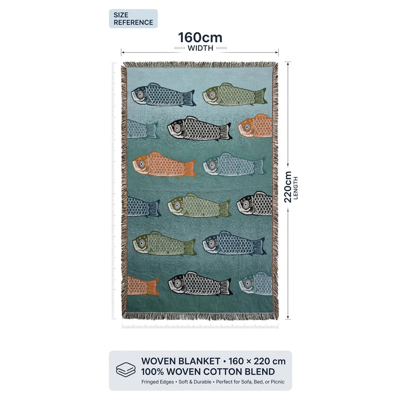 Anycozy 160x220cm Throw Blanket Koi Fish Sofa Cover Camping Mat
