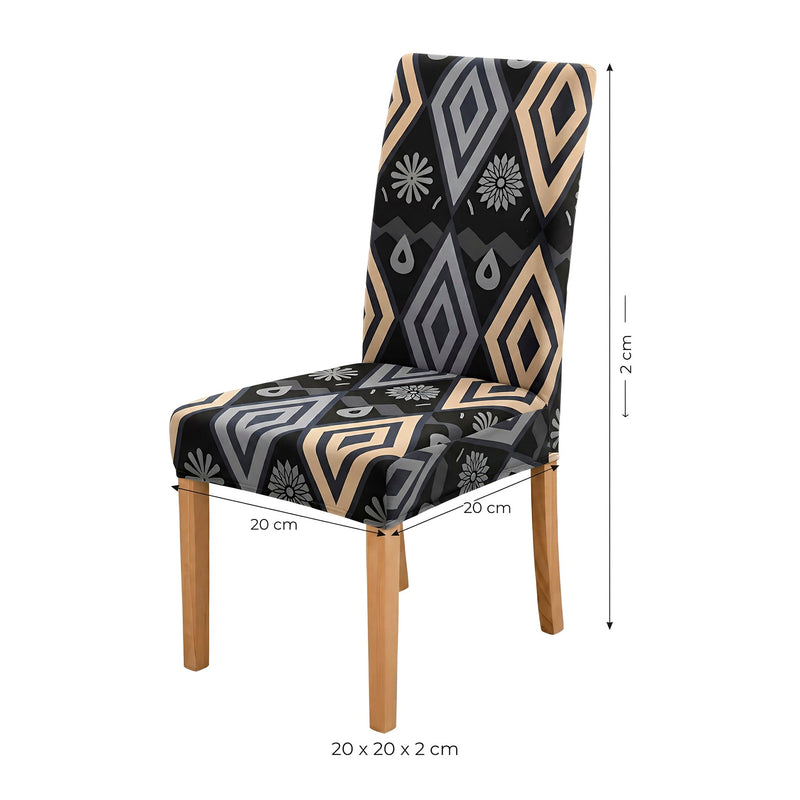 Anyseat Black Pattern Print Elastic Chair Cover – Plain Dining Slipcover & Home Décor