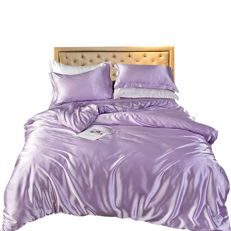Anycozy Beddings Lilac AU EU King Size 3 Pc High End Satin Smooth Duvet Cover Set Luxury Polyester Silky Soft Cozy Bedding Set
