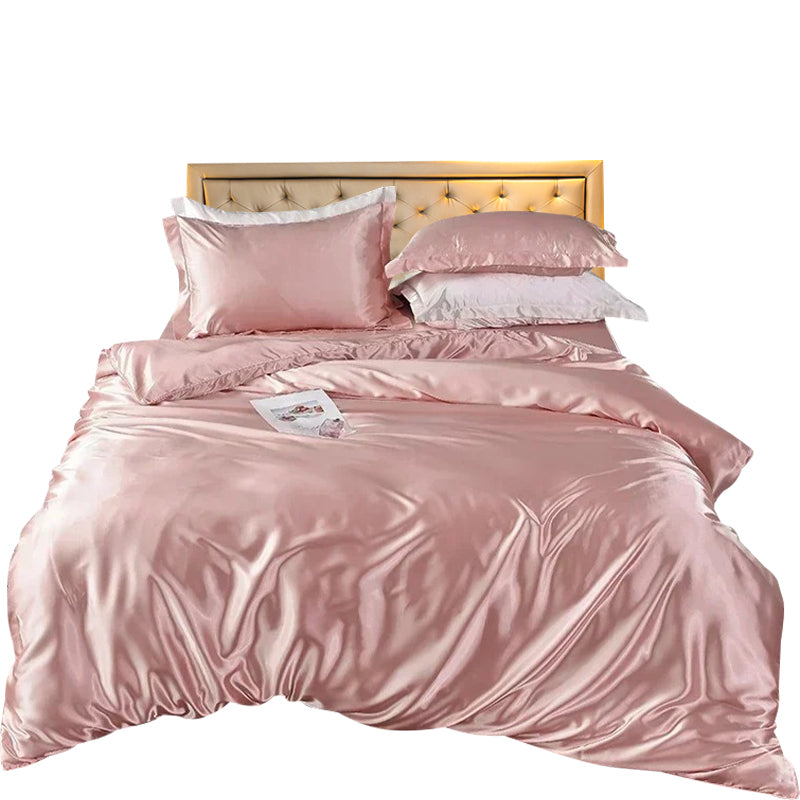 Anycozy Beddings Light Pink US King Size 3 Pcs High End Satin Smooth Duvet Cover Set Luxury Polyester Silky Soft Cozy Bedding Set