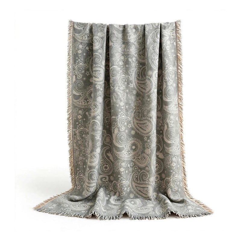 Anycozy Paisley Gray Throw Blanket – Soft Camping Mat & Cozy Home Décor