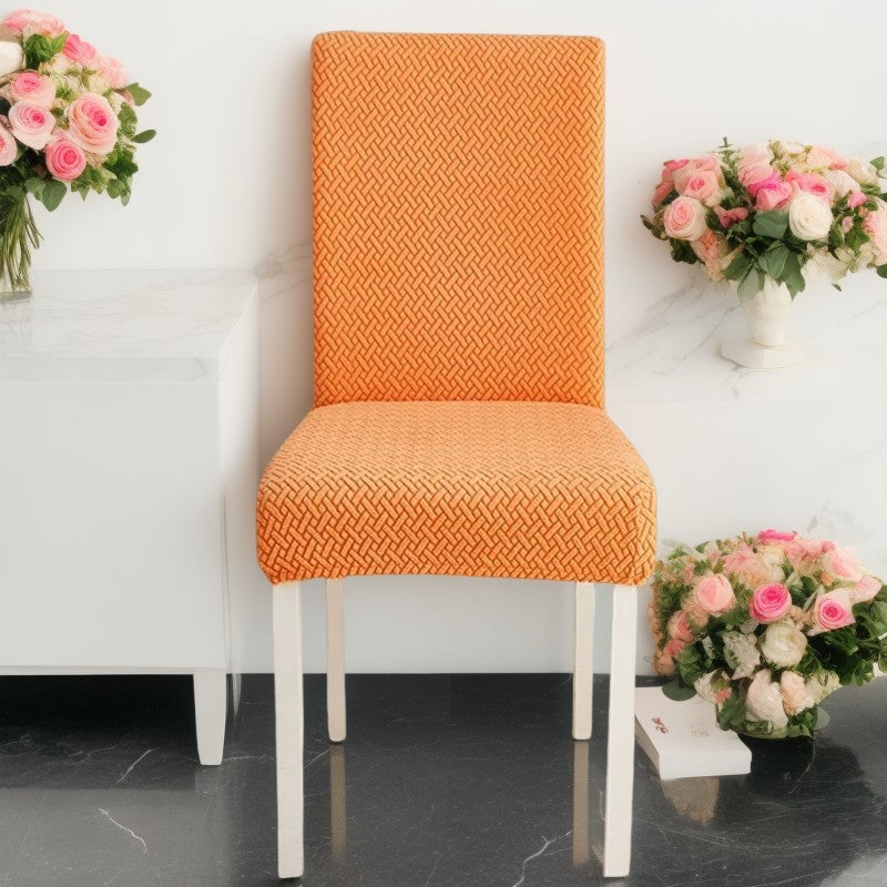 Anyseat Chair Cover Orange Small Knitted Design with Anti-Dirt and Elastic Material for Dining Room Kitchen Wedding Hotel Banquet Restaurant
