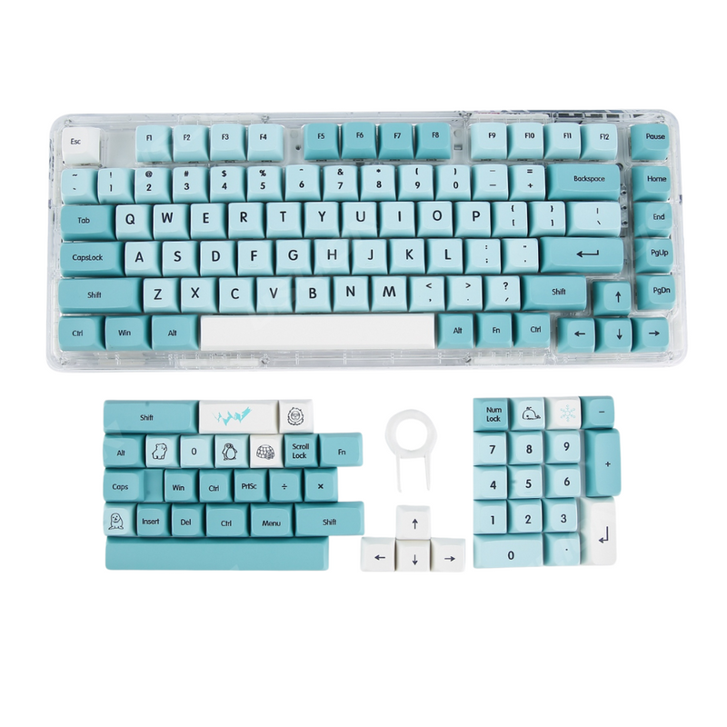 Anymob Keycap Keyboard Ice Blue 126 English keys Personality Mechanical Switch Keys Bag Pack
