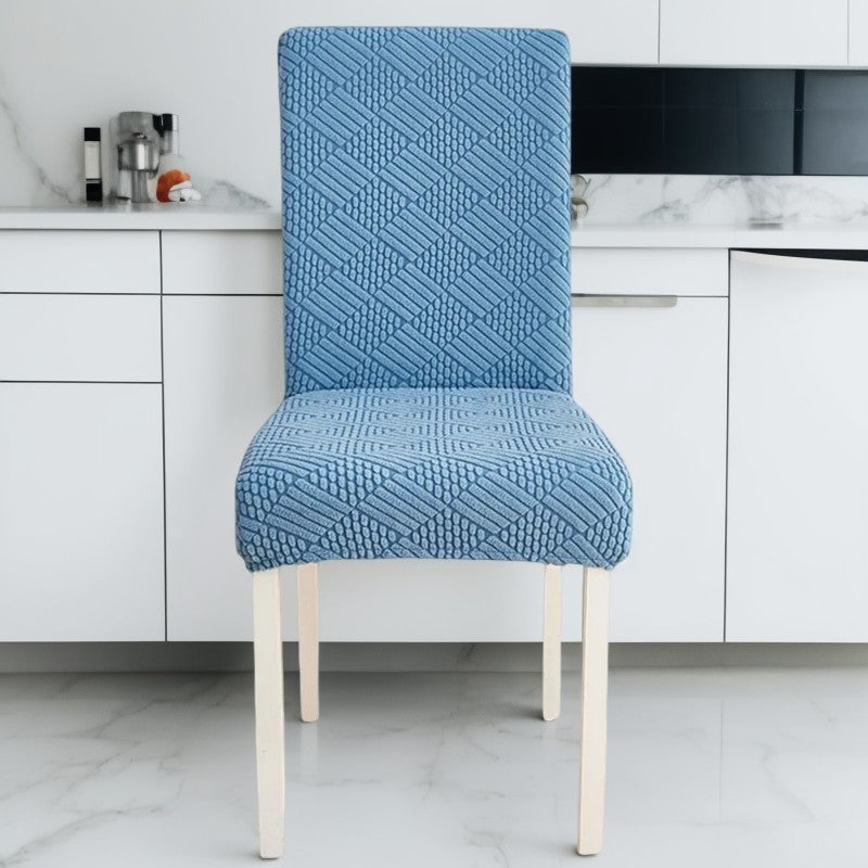 Anyseat Chair Cover Blue Checkered Line Design with Anti-Dirt and Elastic Material for Dining Room Kitchen Wedding Hotel Banquet Restaurant