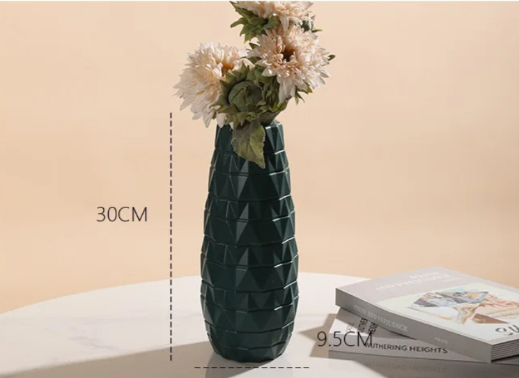 ANYDECO Flower Vase Coral Red Large Nordic Plastic Floral Pot Home Decor