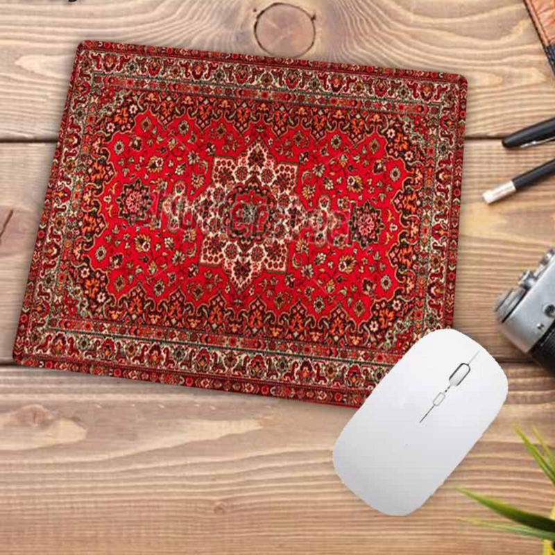ANYMOB Mouse Pad Red 22X18CM Persian Tribal Carpet Computer Office Desk Non-Slip Mat