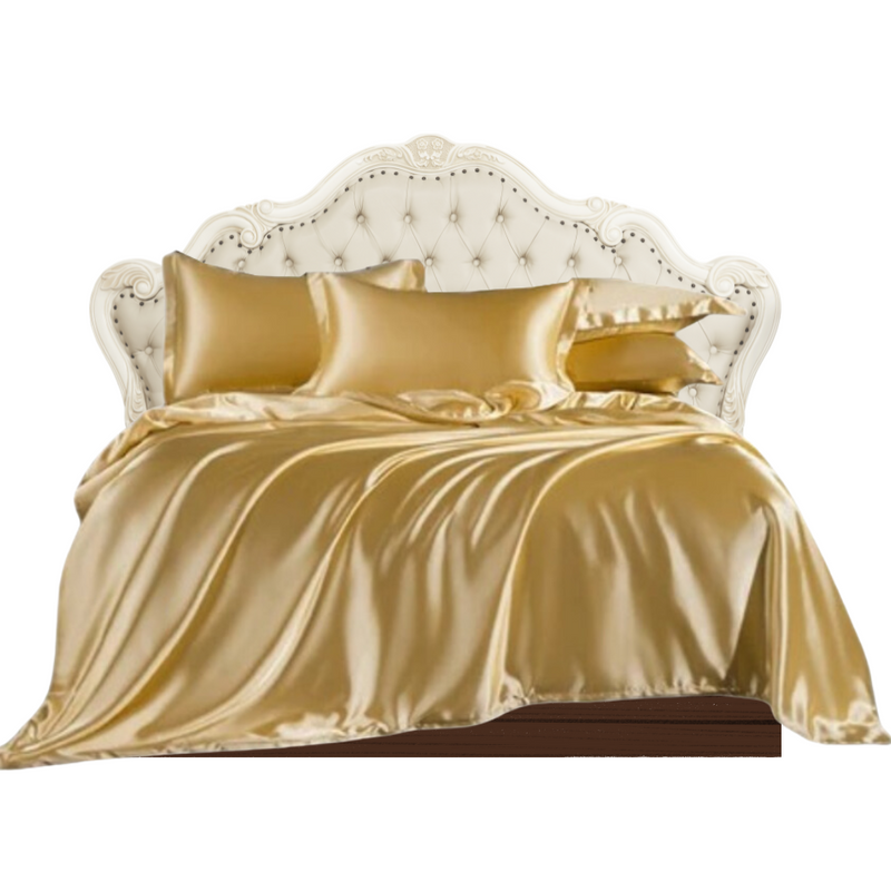 ANYHOUZ Bed Sheet Yellow Natural Mulberry Silk Duvet Cover Set
