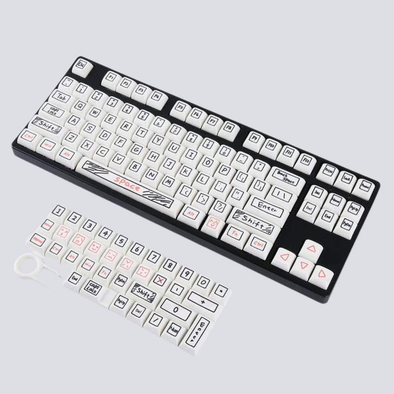 ANYMOB Keycap Keyboard White Notes Theme 125 Keys Switch Mechanical Custom Cute Anime Personalized Keys