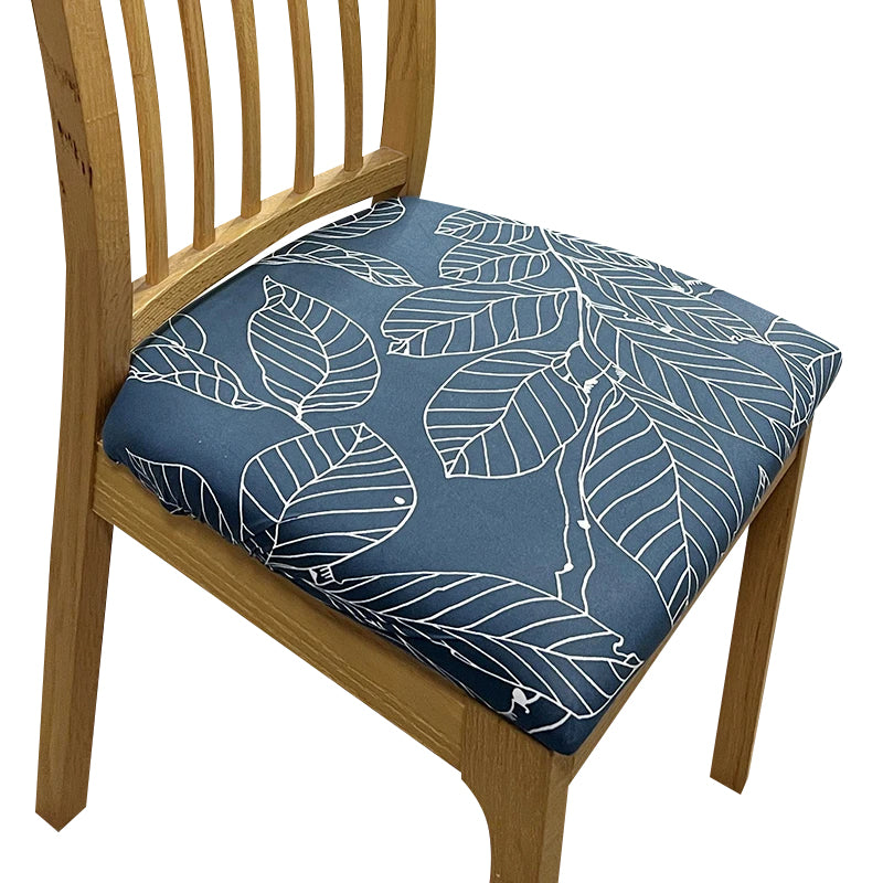 Anyseat Chair Cover Dark Blue Big Leaf Print Stretch Seat Cover for Home Dinning Kitchen Washable Removable