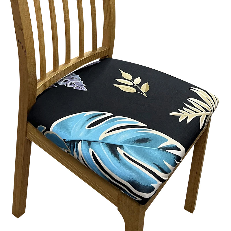 Anyseat  Chair Cover Black Light Blue Big Leaf Print Stretch Seat Cover for Home Dinning Kitchen Washable Removable