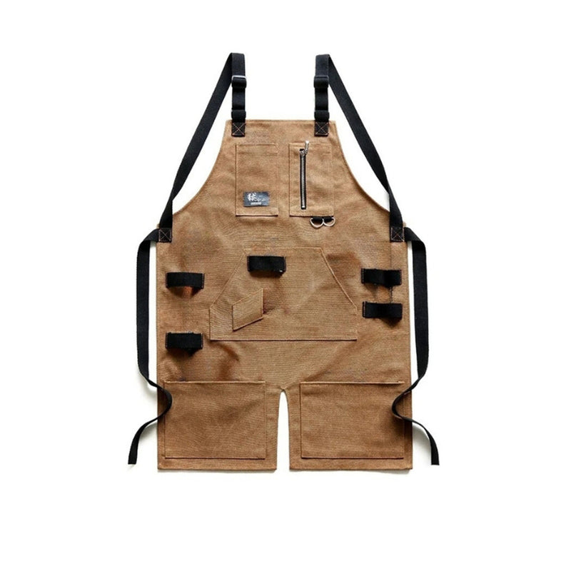 Anypron Gardening Apron Brown Canvas for Work, Gardening, and Barbecue