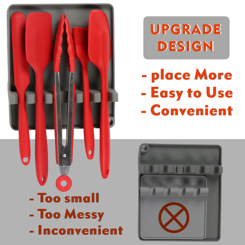 Anygleam Spoon Rest Grey Medium Kitchen Pan Pot Cover Lid Rack Stand Organizer Fork Spatula Rack Holder Stand Tableware Storage Rack Holder