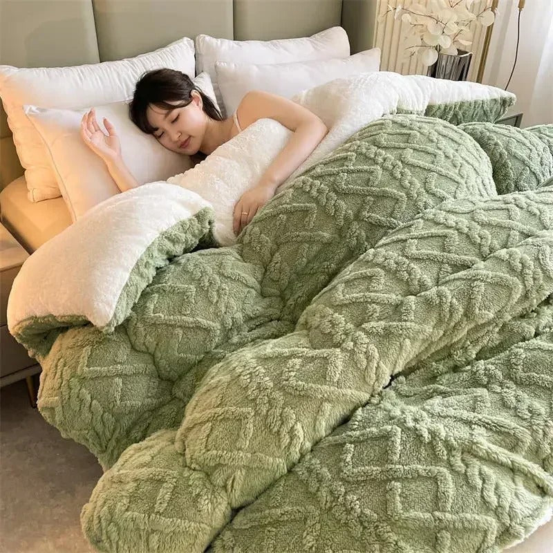 Anycozy Green Cashmere Blanket Thick Warm Quilt Comforter