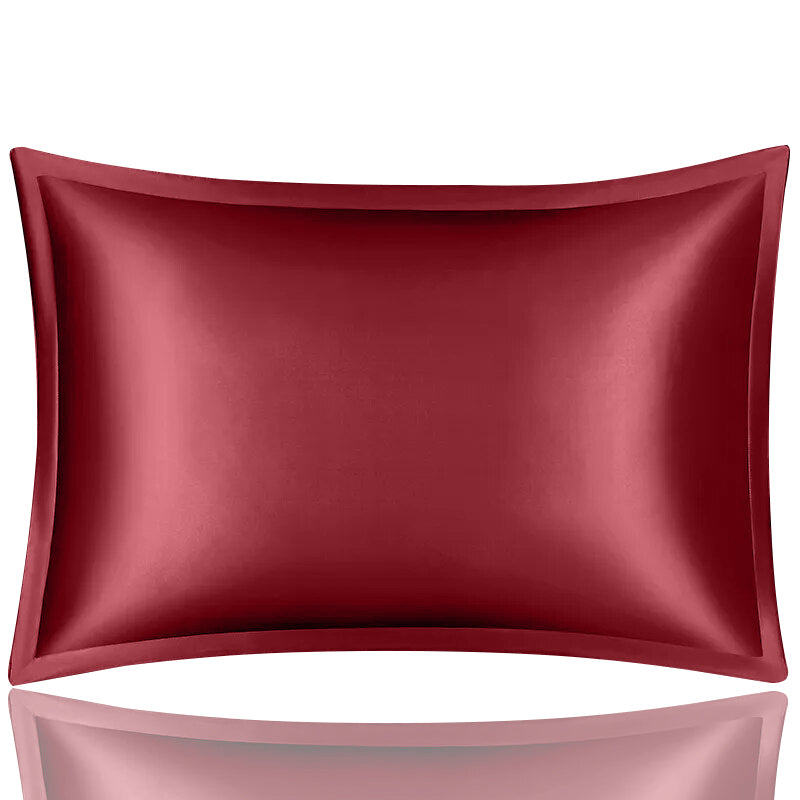 ANYHOUZ Wine Red Pure Silk Pillowcase 50x75cm Luxury Bedding